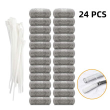 24 Pcs Stainless Steel Lint Traps Silver Laundry Mesh Washer Hose Filter