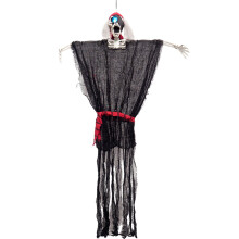 Outdoor Halloween Decoration,50" Scary Ghost Pirate with Lights Eyes for Yard,Patio,Haunted House,Hanging Skeleton Pirate Props