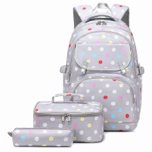 Women's Polka Dot Travel Backpack Set (3pcs) – Large Capacity Daypack with Lunch Box & Pencil Pouch, Compatible with School & Casual Use