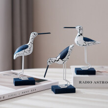 3Pcs Wooden Coastal Bird Figurines, Nautical Decor for Home, Table, Balcony, Garden – Compatible with Beach Outdoor Styling