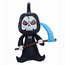 6ft Grim Reaper Inflatable Halloween Decor with Built-in LEDs, Compatible with Outdoor/Indoor Use