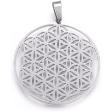 1pc Spiritual Charm Pendant, 304 Stainless Steel, Flower of Life Design, 42x39x1.2mm, Hole 8x6mm, for DIY Jewelry Making