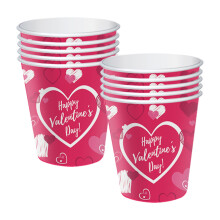 DAMAI Pink Heart Paper Cups 9oz 16pcs