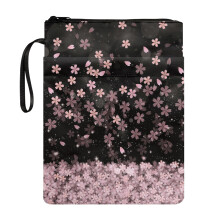 Cherry Blossom Pattern 1 pc Retro Book Sleeve Protector with Waterproof Zipper Polyester Fabric Book Cover Carrying Case 11.42 x 8.66 Inch