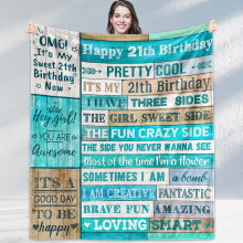 21st Birthday Teal Throw Blanket for Her – 30x40in, Birthday Decor & Gift for Daughter, Sister, Bestie (Compatible with All Beds)