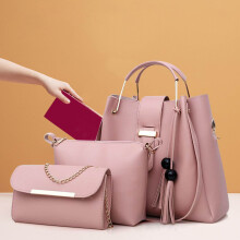 3-teiliges Taschenset für Damen: Quastentasche, Clutch, Henkeltasche, Schultertasche