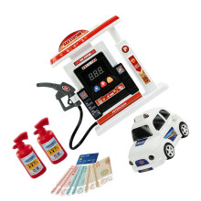 OUNONA1Set Tankstation en Automodel Simulatie Tankstation Speelgoed met Betaalpas (Geen Batterijen)