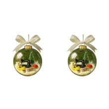 3.15" Sewing Machine Snow Globe Ornament (2pcs), Vintage Sewing Scene w/ Christmas Tree & Tools, Holiday Decor, Gift for Sewing Lovers