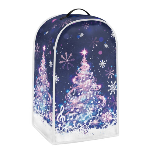 Christmas Tree Music Pattern Food Processor Cover with Hand Strap Elastic Protective Case for Kitchen Home 1