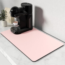 Tapis de café 50 x 30 cm, essuie-vaisselle anti-absorption pour coin café, joli décor rose – Compatible avec toutes les machines à café