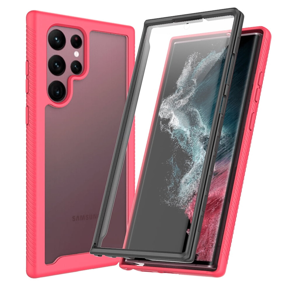 Compatible With Samsung Galaxy S22 Ultra Case Â Hybrid Shockproof Bumper With Built-In Screen Protector & Fingerprint Id Support Pink 9065194489377