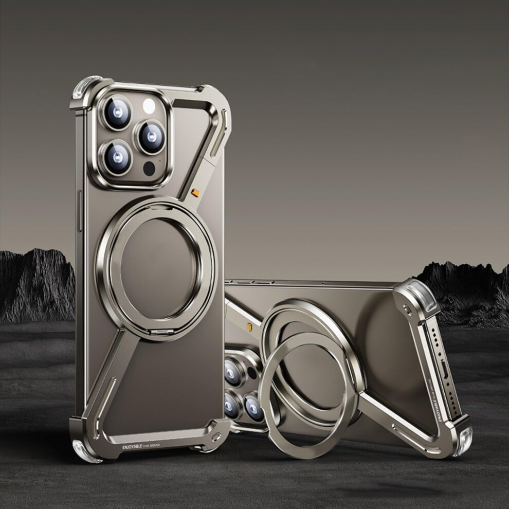 Minimalist Z-Shaped Case Compatible With Iphone 16 Pro Max/16 Pro/16 Plus/16 Â 360 Rotating Kickstand, Aluminum Frameless Bumper, Drop-Proof 9405492466654