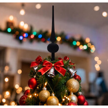 Christmas Finial Tree Topper 11in/28cm Velvet Christmas Tree Top Decorations Indoor for Holiday Winter Christmas Party