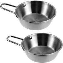 2Pcs 304 Stainless Steel Makgeolli Bowls, Korean Traditional Rice/Wine Bowls with Handle – 20oz, 5.5", Silver
