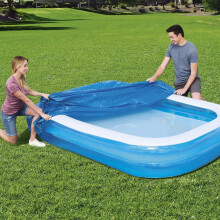 Rechteckige Poolabdeckung für Aufstellpools, aufblasbare rechteckige Schwimmbadabdeckung, quadratisch für Garten und Terrasse