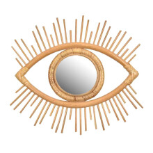 Rattan Innovative Art Decoration Eye Shape Makeup Mirror Dressing Wall Hanging