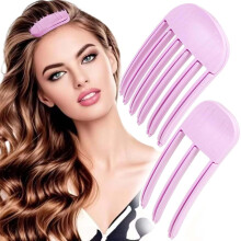 2PCS Hair Volume Clips for Bangs & Roots – No-Crease, Fluffy Styling Tool for All Hair Types (Pink/Purple), Compatible with All Hair Types