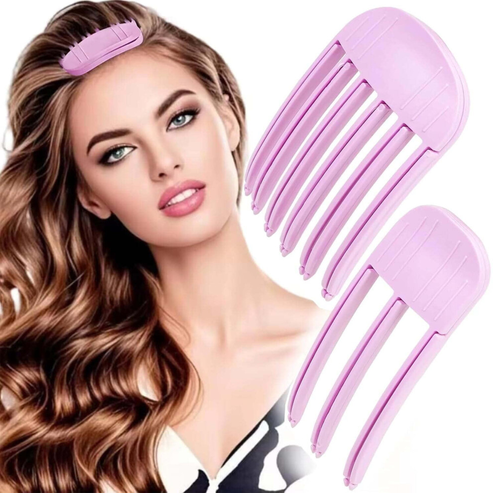 2PCS Hair Volume Clips for Bangs & Roots â No-Crease, Fluffy Styling Tool for All Hair Types (Pink/Purple), Compatible with All Hair Types