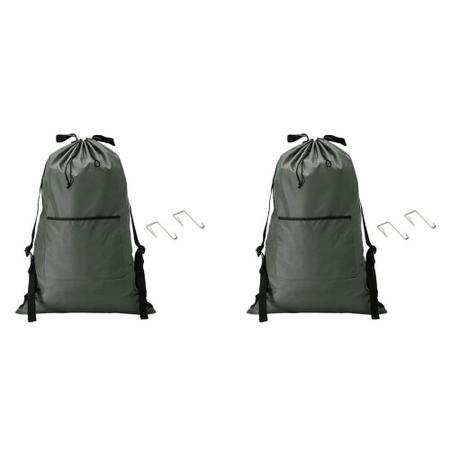 Large Laundry Hanging Bag Backpack with Shoulder Strap, Big Heavy Duty Door Hooks,2