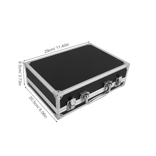 Aluminum Alloy Toolbox Black Portable Tool Storage Box with Handle and Organizer 1