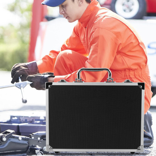 Aluminum Alloy Toolbox Black Portable Tool Storage Box with Handle and Organizer 2