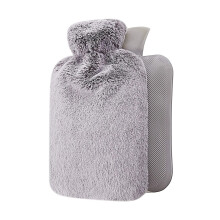 2L Thick Rubber Hot Water Bottle with Plush Cover, Leakproof, for Menstrual Cramps & Body Warmth – Grey, 32x22cm