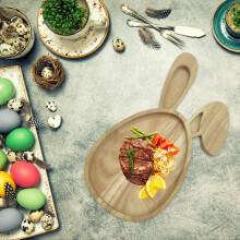 Tray Tables Trays for Serving Food Vegetable Tray Wooden Tray Easter Tray Bunny Solid Wood Decorative Tray