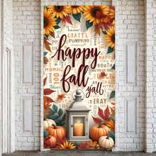 Autumn Pumpkins Happy Fall Banner Floral Lantern for Thanksgiving Harvest Festival Seasonal Decoration