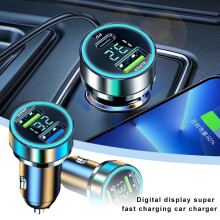 Caricabatterie da auto super veloce, display digitale, doppia porta USB, adattatore ad alta velocità 120W/240W