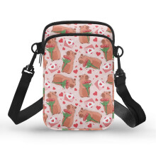 Umhängetasche mit Rosen-Meerschweinchen-Muster, doppeltem Reißverschluss, kleine Crossbody-Tasche für Damen