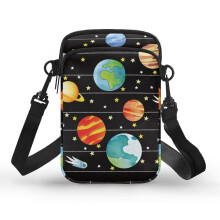 Schultertaschen mit Weltraummotiven, verstellbarer Schultergurt aus Polyester für Damen