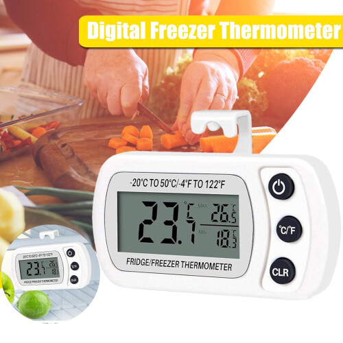 Digital Mini Fridge Freezer, LCD Temp Display (20C–50C), Hook, Max/Min Function – Compatible with Kitchen Vacuum Attachments & Brushes 1