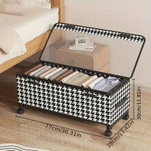 Multi-Functional Houndstooth Under-Bed Storage Box with Wheels | Non-Woven Clothes & Linens Organizer, Rectangular