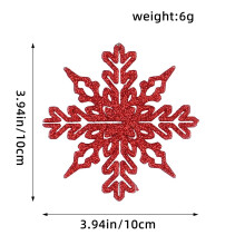 12 Pcs Glitter Snowflake Ornaments Set, 3.94" Red Plastic Xmas Tree Hangings for Party, Wedding, Home – Compatible with Standard Hooks