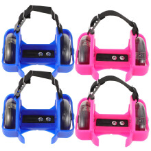 2Pairs Pink PVC Beginner Roller Skates for Adults Kg Skating Supply