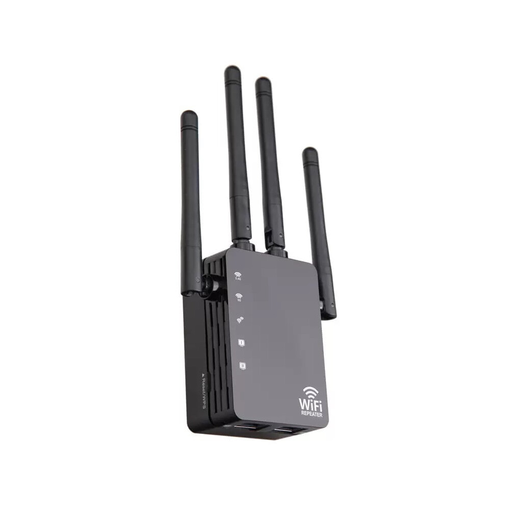 Wifi Range Extender 1200Mbps Dual-Band, 5Ghz, Up To 12880 Sq.ft, 105 Devices, 4 Antennas, Ethernet Port Â Black 9405492467415