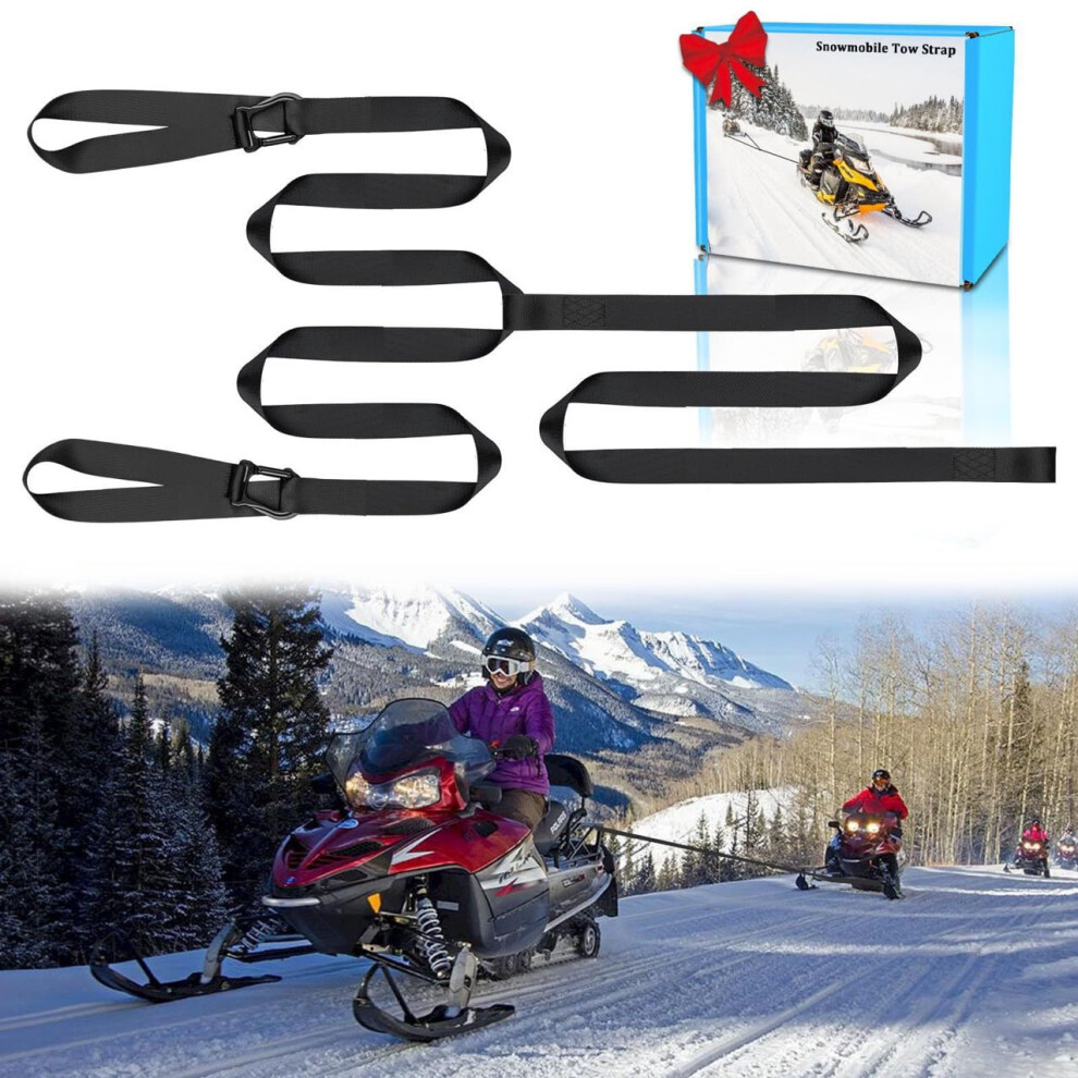 Heavy Duty Snowmobile Tow Strap With 3 Hooks, Durable Nylon Sled Pull Rope Â Compatible With Atv & Sled 9405492466029