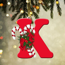 Christmas Ornaments Personalized Alphabet Decorations with Acrylic Letters for Home Tree Hanging Decor Indoor Outdoor Xmas Appeal 3.9in Red