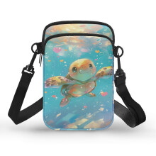 Kleine Umhängetasche mit Schildkrötenmuster, 4,33 x 1,97 x 7,09 cm, Polyester, für Erwachsene