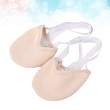 Beige Stretch Canvas Half Shoes for Rhythmic Gymnastics Dancers, Lightweight and Comfortable, 1 Pair