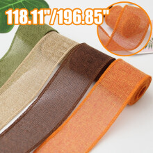 Burlap Wired Ribbon Rolls (196.85" x 2.36") – Natural Orange, Brown, Olive Green Jute for Crafts, Wedding, Christmas, Floral Bows