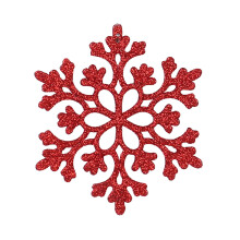 12 Pcs Glitter Snowflake Ornaments Set, 3.94" Red Plastic Xmas Tree Hangings for Party, Wedding, Home – Compatible with Standard Hooks