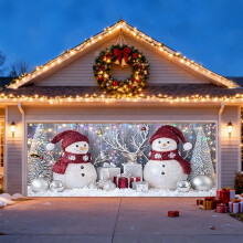 2025Nastro natalizio per la copertura della porta del garage con camion e decorazioni festive per esterni, ideale per le celebrazioni stagionali.
