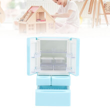 Refrigerador para casa de muñecas 1:12, azul cielo, con dos puertas, de plástico