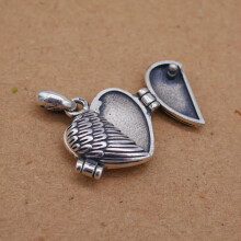 Women 925 Sterling Silver Angel Wings Heart Photo Locket Pendant A5137-default