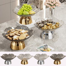 Ensemble de 4 élégants plateaux à fruits – Centre de table luxueux, plateaux à apéritifs et à bonbons pour le salon, compatible avec une