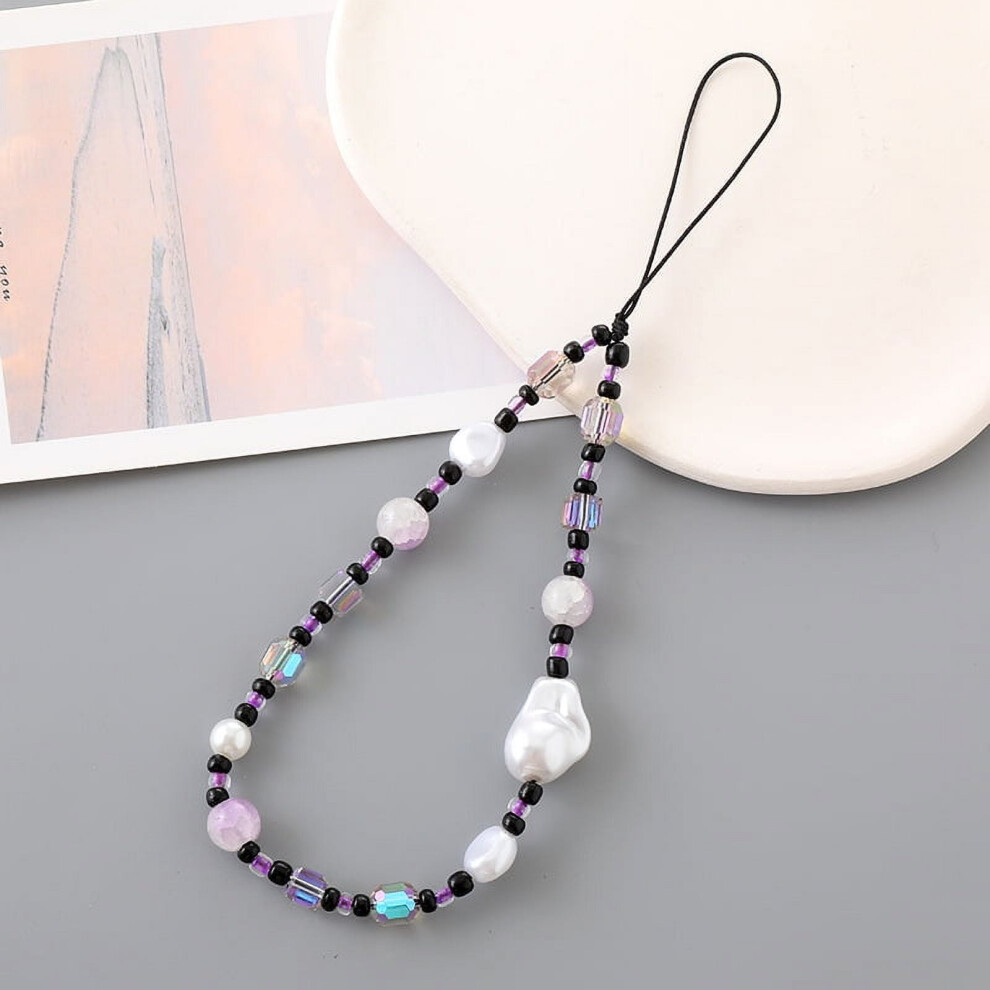 New Beaded Phone Chain - Baroque Pearl And Crystal Lanyard, Irregular Pearl Chain Bag Charm 9087558669027