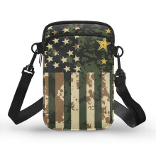 Kleine Umhängetasche für Damen und Herren, auslaufsicher, mit Tarnmuster und US-Flagge