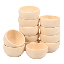 12PCS Wooden Pinch Bowls – Small Dipping, Sauce & Condiment Bowls, Easy-Clean Mini Unfinished Wood Bowls Set, Compatible with Kitchen Use