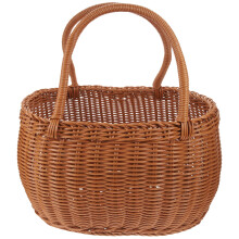 Hand Woven Picnic Basket with Handle for Outdoor Fruit and Snack Storage